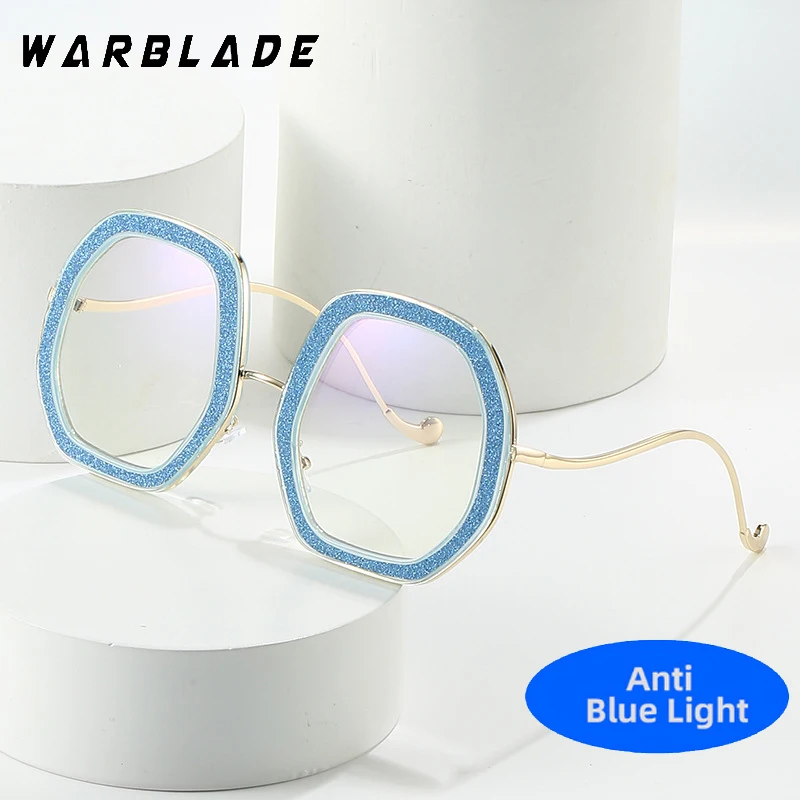 

Fashion Metal Oval Anti-Blue Light Glasses Women Men Oversized Optical Frame Eye Protection Eyeglasses Office Computer Goggles