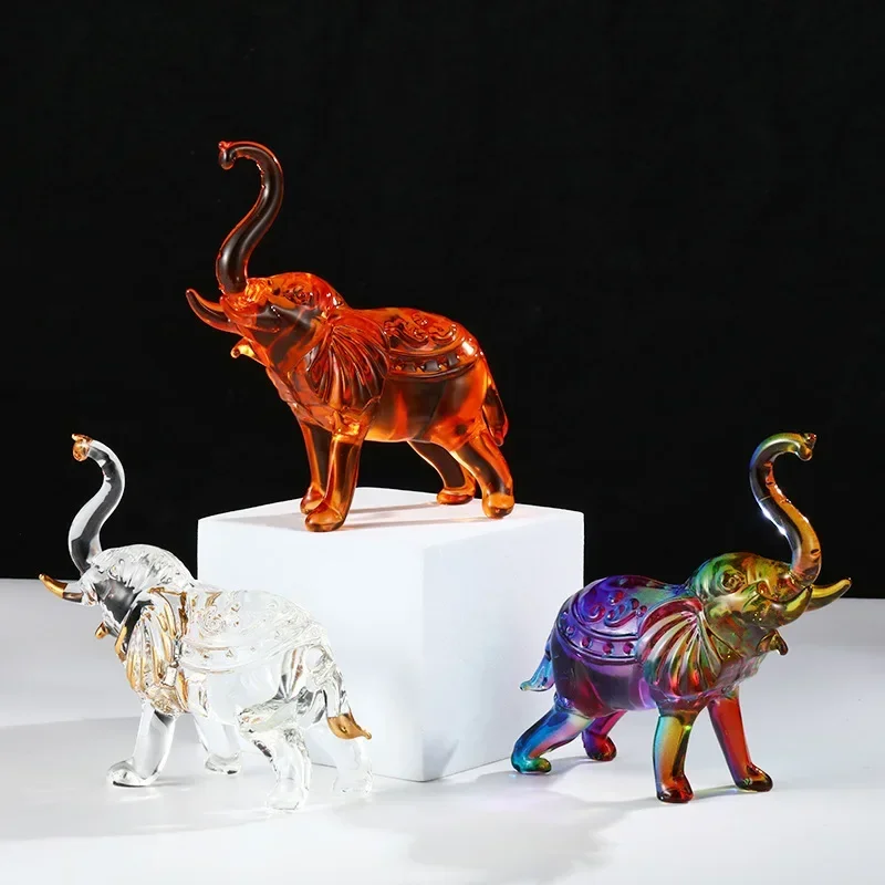 

Bedroom Decoration Crystal Crafts AB Color Red Glass Elephant Simulation Ornament Living Room Animal Ornament Wholesale