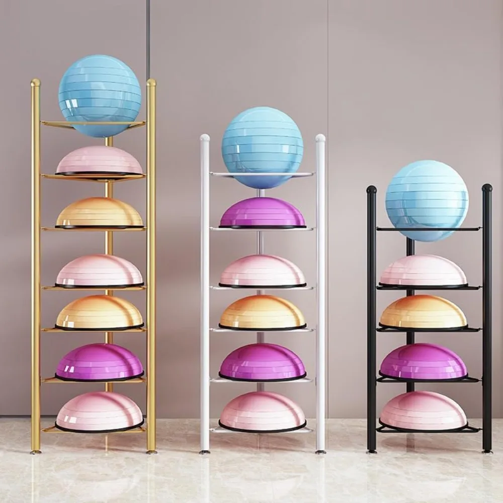 Exercise Ball Rack Half Balance Ball Storage Rack Standing Free Exercise Ball Holder 3/5/6/7 Tier Floor Stand Storage Organizer