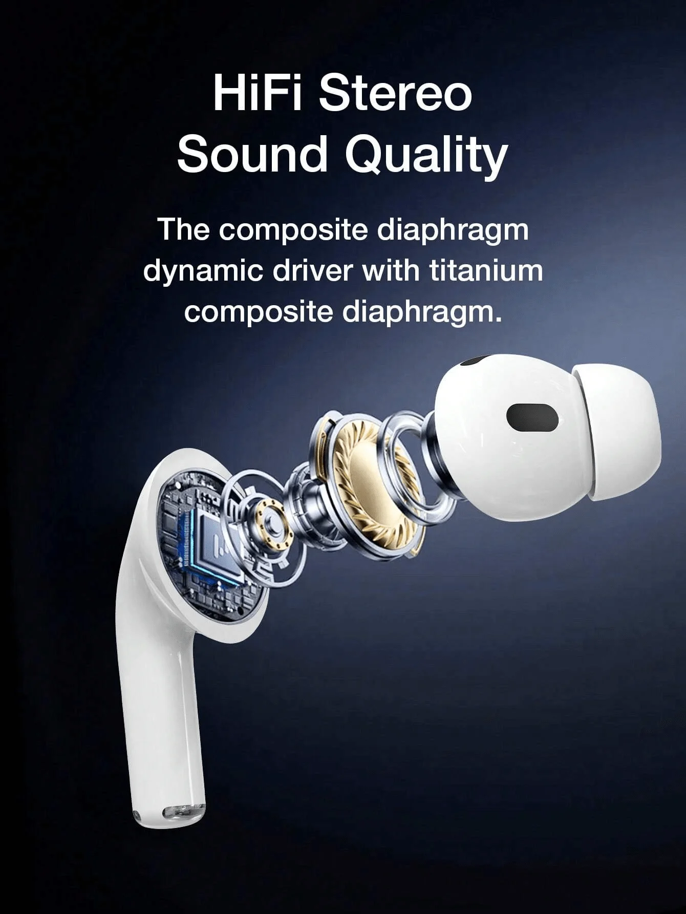 Fones de ouvido intra-auriculares sem fio TWS, fones de ouvido de música hi-fi, som estéreo, toque inteligente, bateria de longa duração, conexão estável, áudio claro