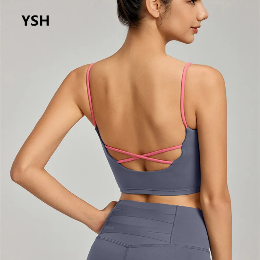 

YUSHUHUA Cross Beauty Back Спортивная майка Женский фитнес-тренажерный зал Push Up Бюстгальтер для бега Жилет Сексуальные топы с мягкой подкладкой для йоги Camisole U Большая спинка