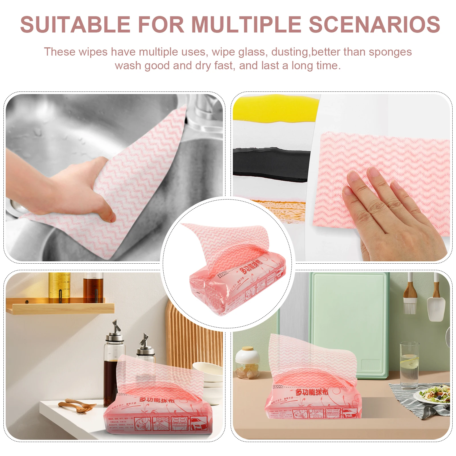 

80 Pcs Non Woven Cloth Oil Resistant Wiping Rags Kitchen Cleaning Towel Reusable Environmental Bath Car Glass Dusting