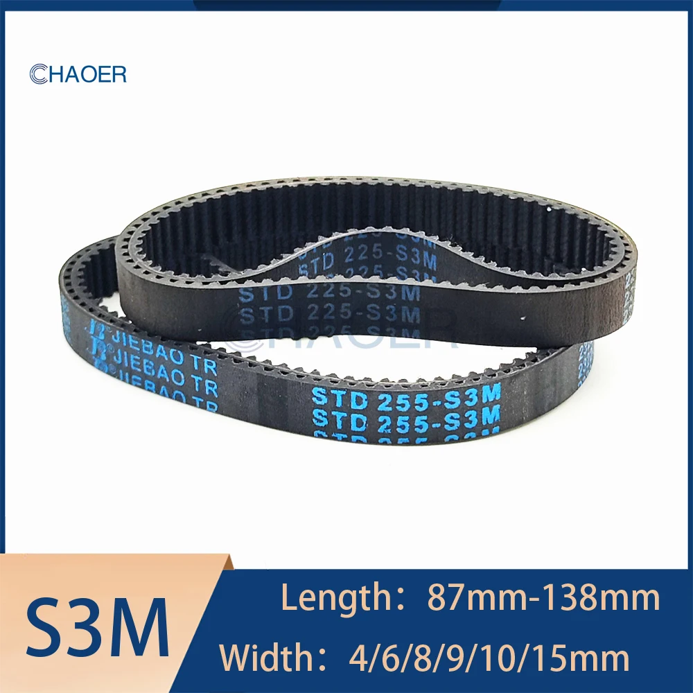 S3M Rubber Timing Belt Length 87‑138mm Width 4‑15mm Closed Loop 3M Synchronous Belt For 3D Printer CNC Router Spare Belt Parts