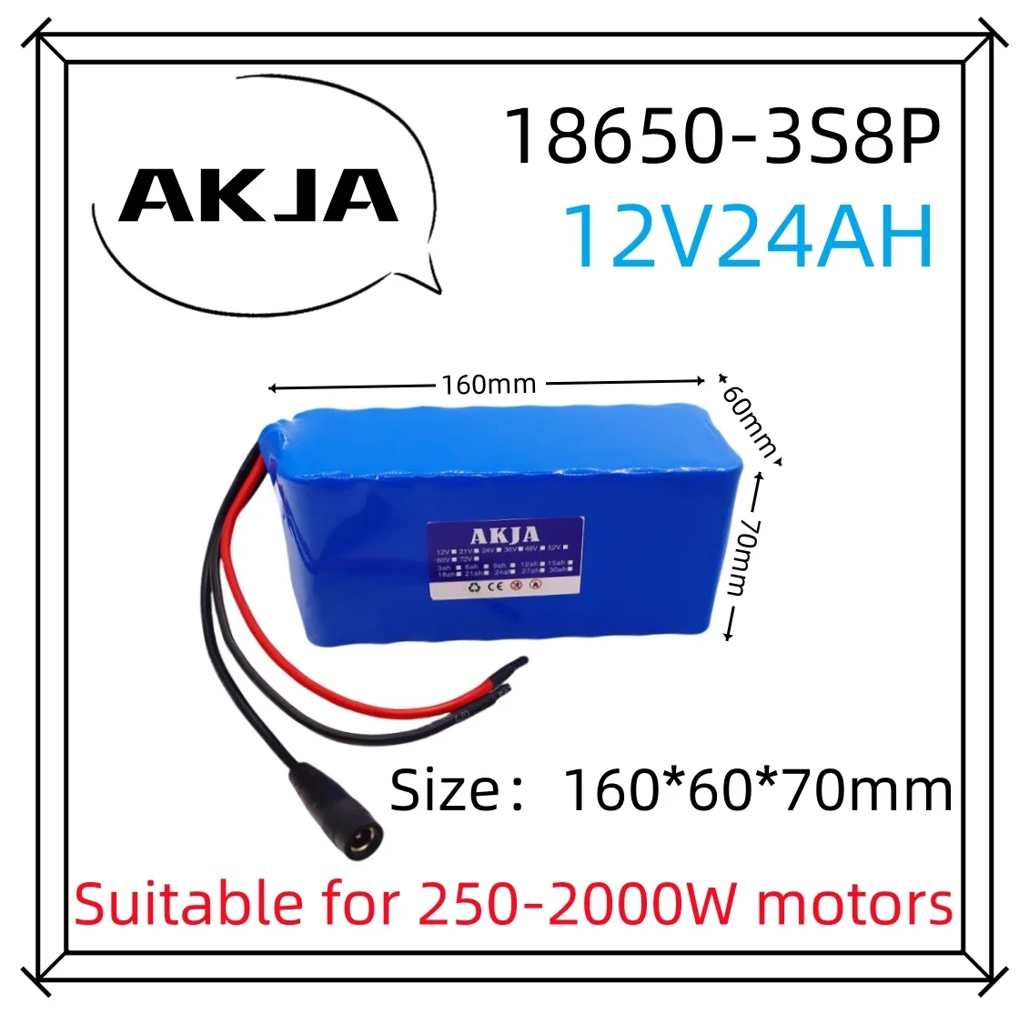 Air fast transportation 3S8P12V24Ah battery pack 18650 lithium ion DC12.6V super large capacity rechargeable battery with BMS