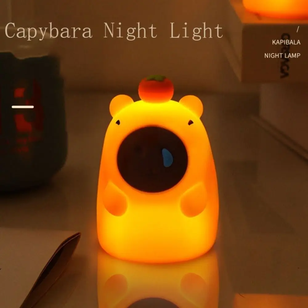 Cute Capybara Light Night Lights USB Rechargeable Capybara Shape Touch Control Soft Silicone Lamp for Kids Creative Gifts