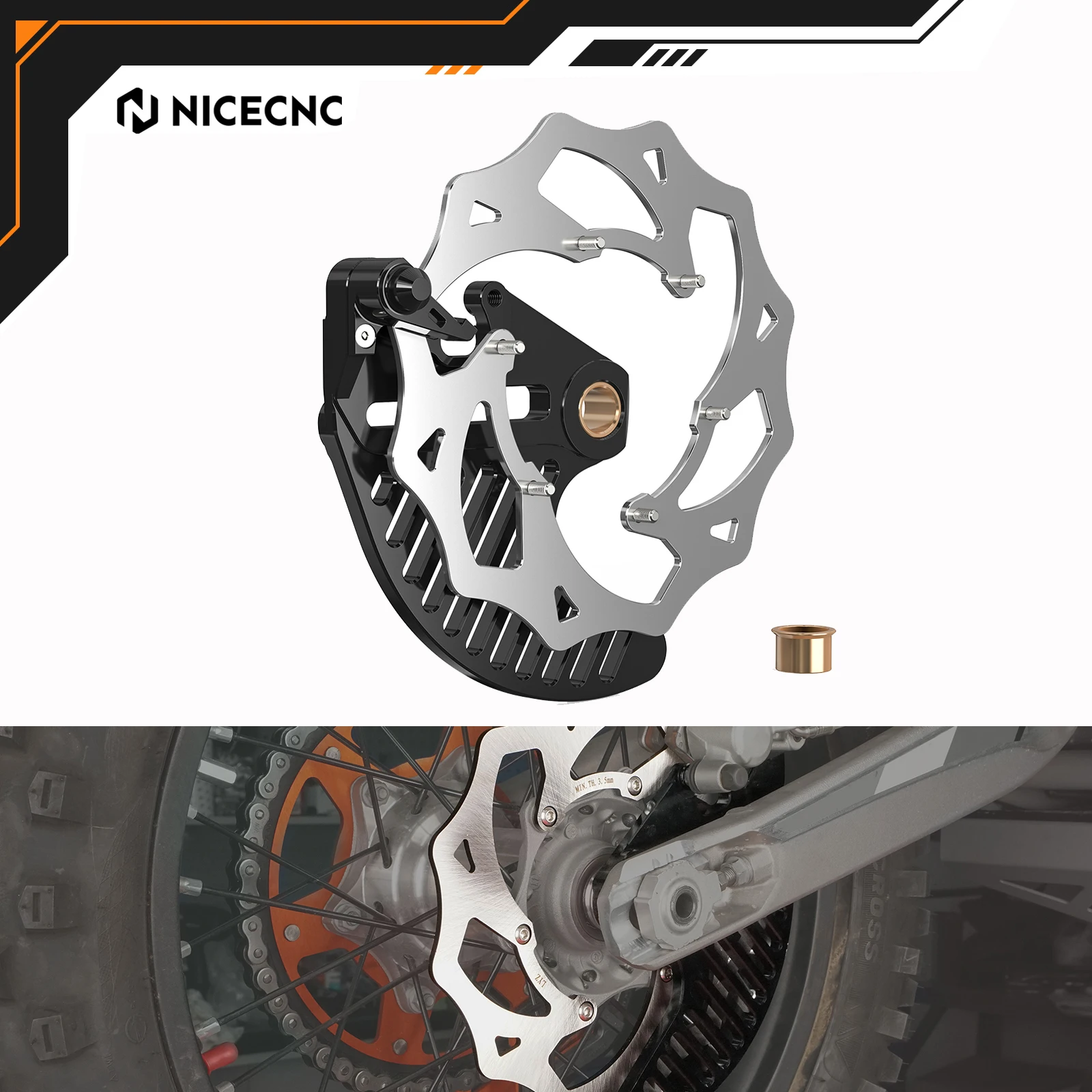NICECNC For Stark Varg EX MX 2024-2025 240mm Oversized Rear Brake Rotor Kit Stainless Steel Electrical Motorbike Accessories
