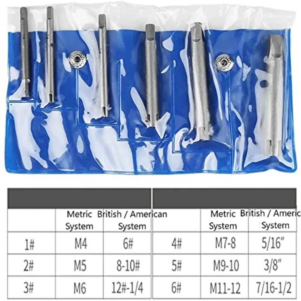 Voor Tap Extractor Set Staal Gebroken Kop Schroef Remover Schroef Tap Extractor Bolt Extractor Kit Koolstofstaal Gereedschap (6 stks/set)