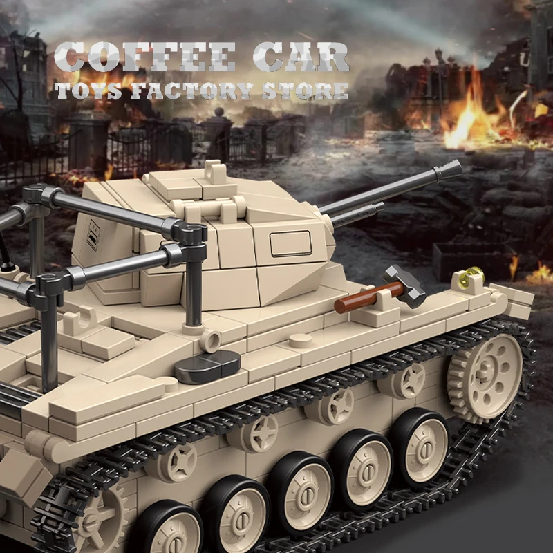 WWII Military Tank MOC Bricks Model Classic Light Armored Vehicle Building Blocks Army Soldier Toys Boy Children Christmas Gifts