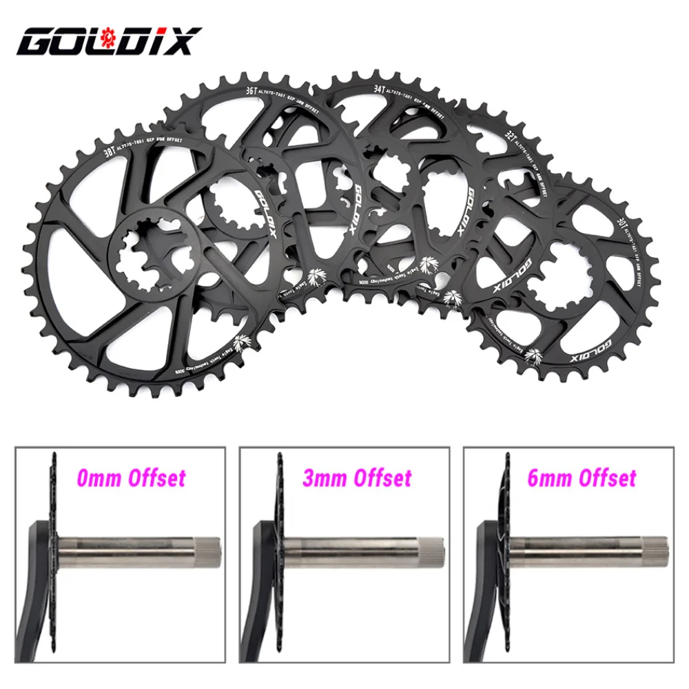 GOLDIX ForGXP 0/3/6mm Offset Mountain Bike 30T-38T Crown Bicycle Chainring 11/12 Speed forSRAM NX XX XO GXs GXP11 Single Disc