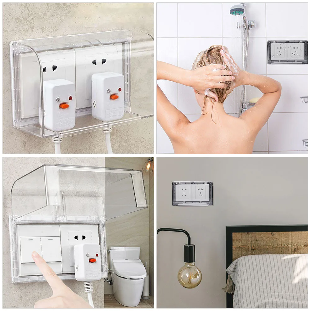 

2pcs Waterproof Outlet Cover Self-Adhesive Socket Shell 120° Opening Angle Anti-Fog Outdoor Plug Cover For Kitchen Garden Garage