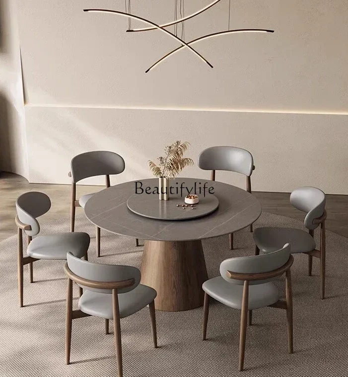 

LNordic Solid Wood Home round Table Miji Style Japanese round Modern Dining Table
