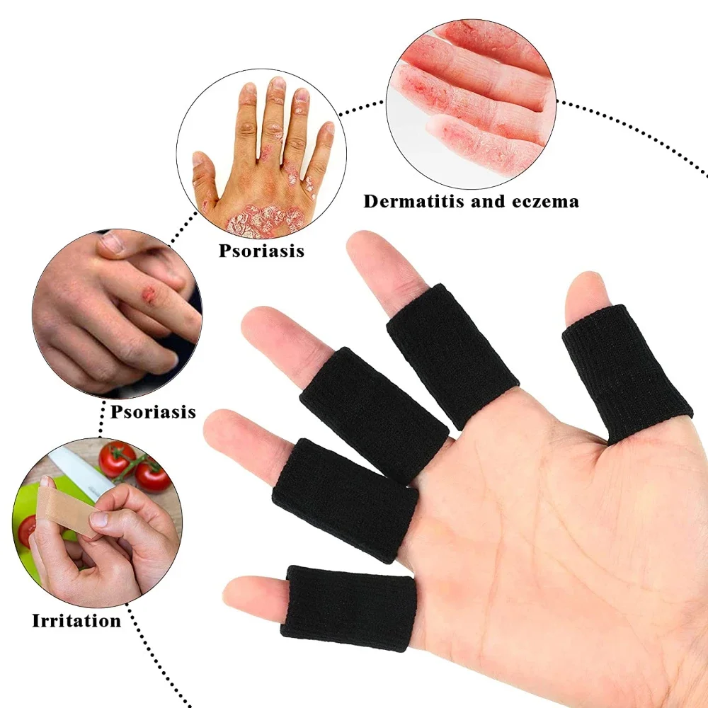 10Pcs Finger Sleeves, Thumb Splint Brace Support Protector Breathable Elastic Finger Tape for Pain Relief Arthritis Basketball