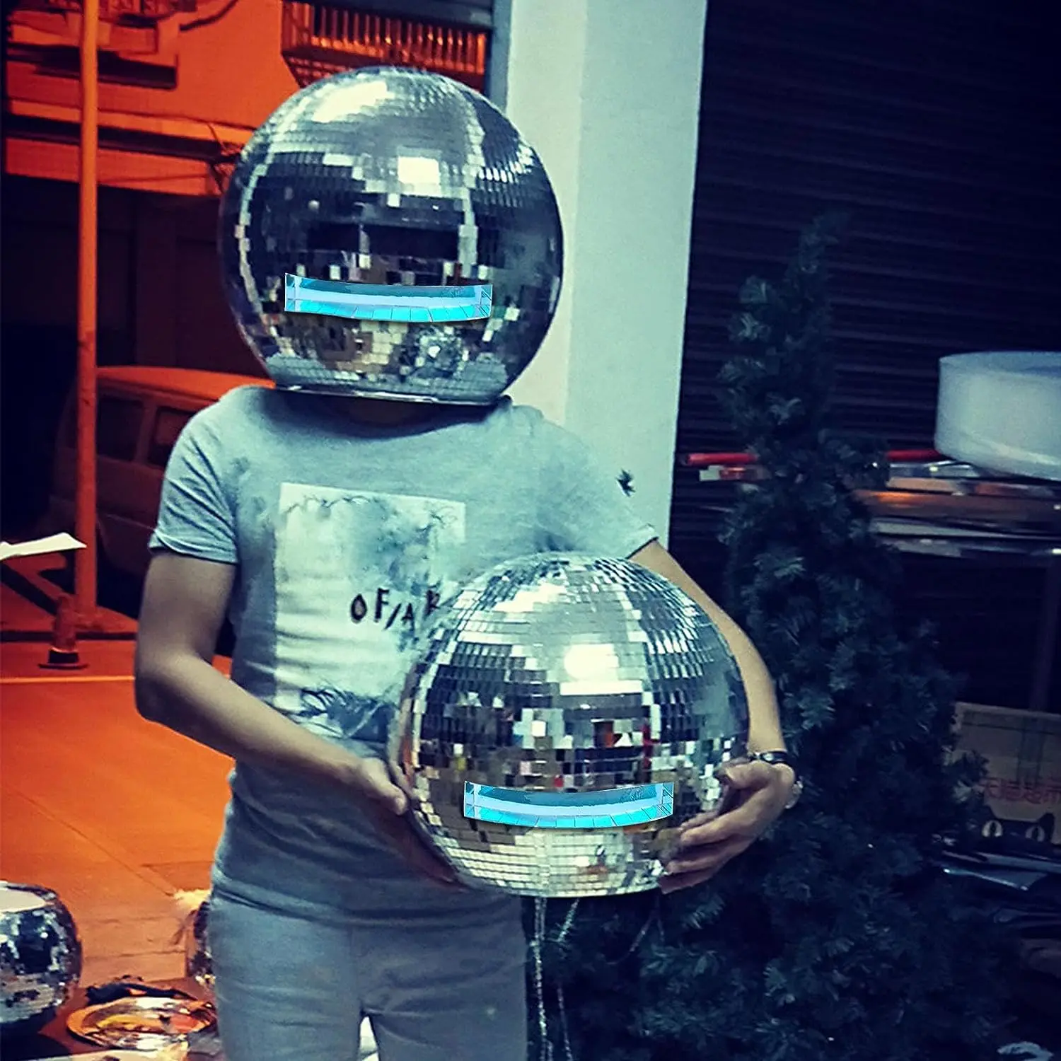 Disco Ball Helmets | Gazing Ball, Mirror Glass for Party Wedding Holiday, Fun and Sparkly for Bar DJ Club Party Mask