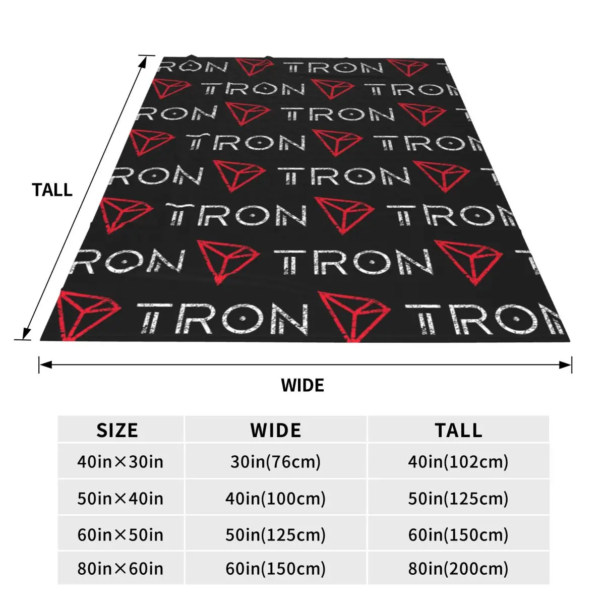 Tron TRX Distressed Crypto Trader Logo Blanket Soft Warm Flannel Throw Blanket Bedding for Bed Travel Home Couch