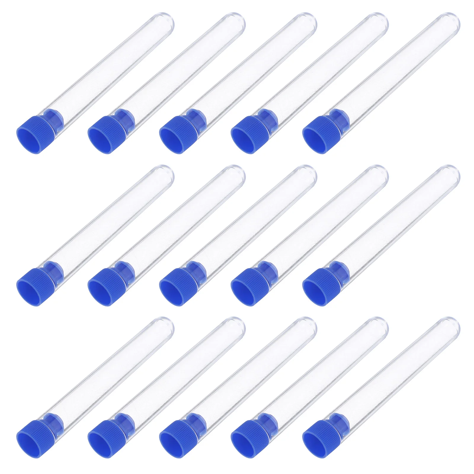 50pcs Clear Plastic Sampling Tubes 15x100mm Transparent Storage Test Tubes for Lab Fields High Transparency