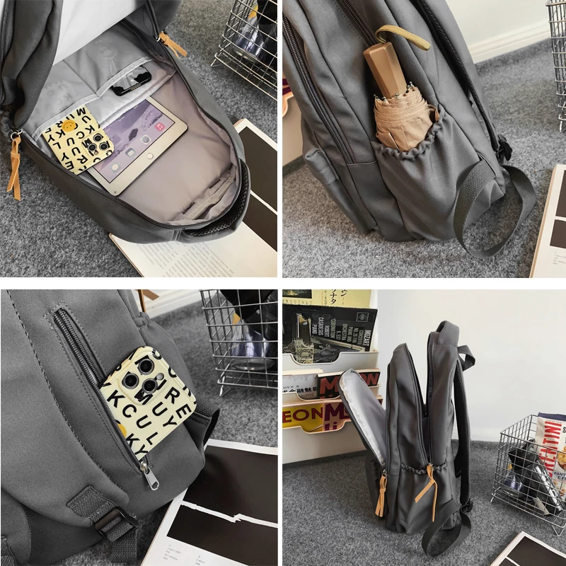 Frau Mann Nylon Rucksack einfarbig Vintage Reise Laptop Rucksack neue Schult asche für Teenager-Mädchen Jungen hohe Qualität