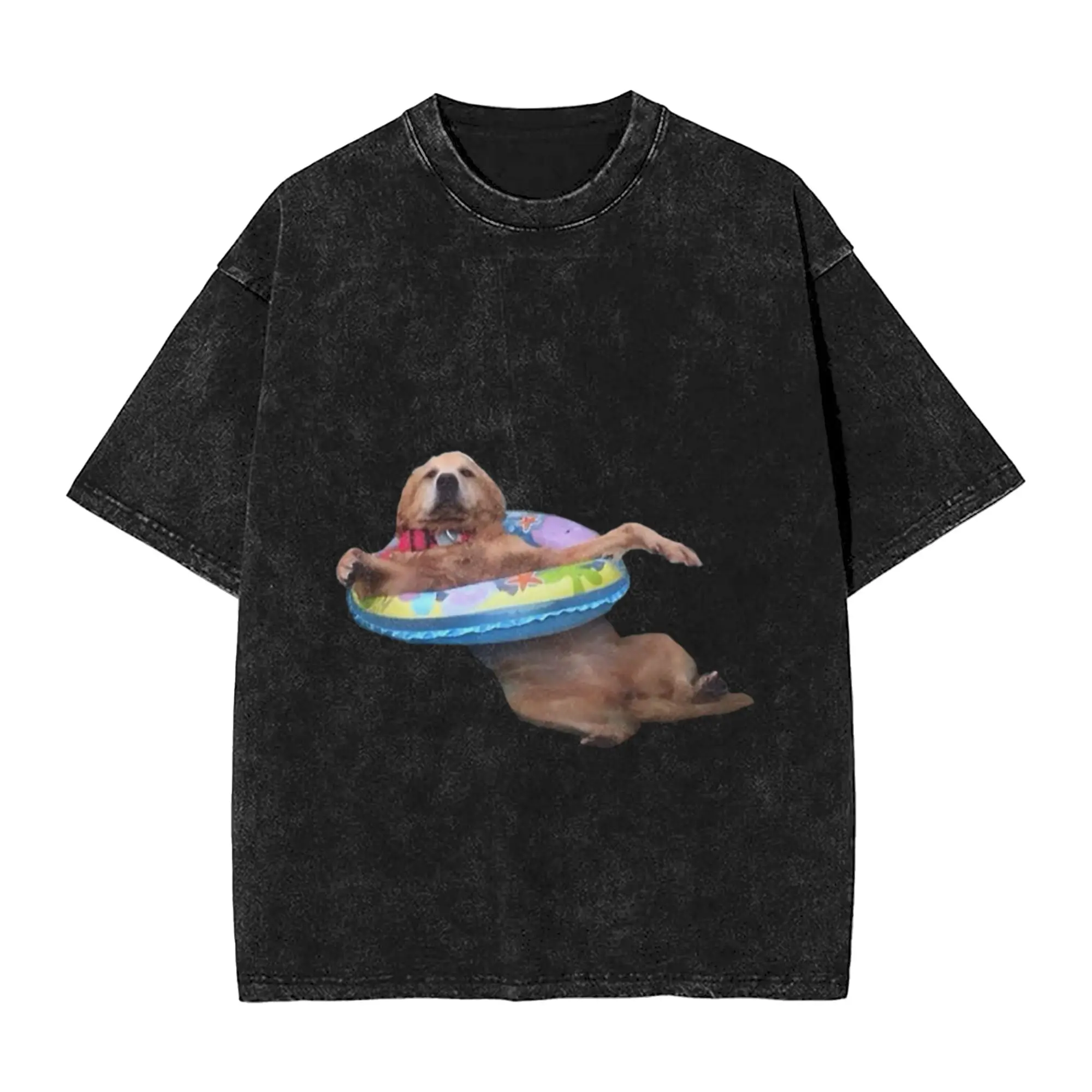 floating doggo Unique Cool A Washed T Shirt Men's Women's Oversized Cotton Tees Tops
