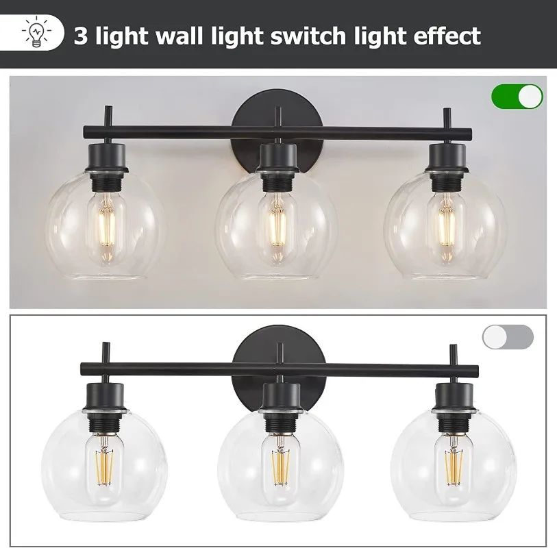 

Nordic Modern Bedroom Wall Lamps Stair Living Room Wall Light Glass Three Ball Heads Vintage Indoor Lighting Fixtures ZM1120