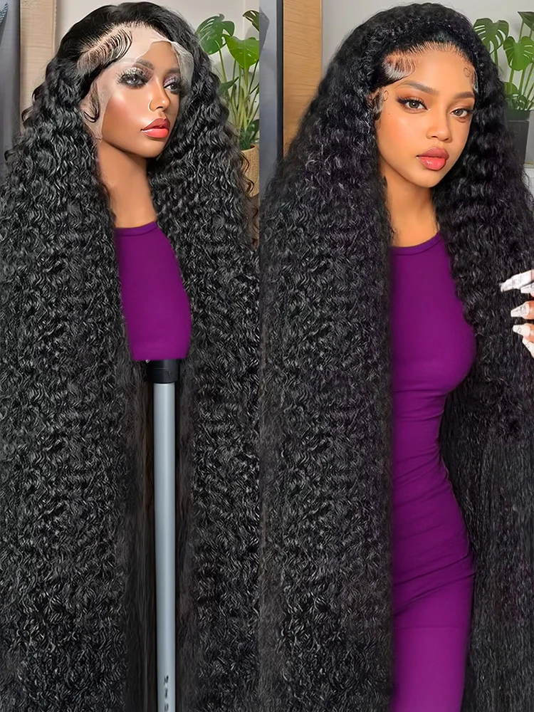 40 46 Inch Deep Wave 13x4 13x6 HD Lace Frontal Human Hair Wigs Brazilian Water Curly Full Lace Front Wigs Real 250% Density