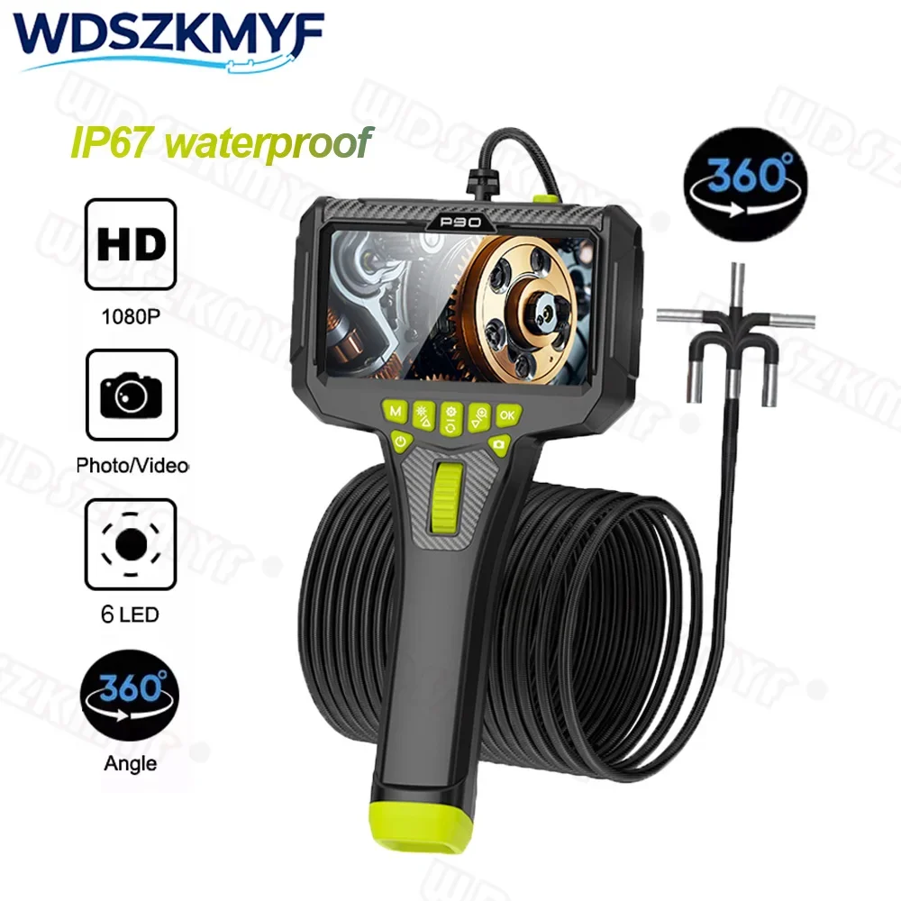 360° Steering Industrial Endoscope Camera 5-inch IPS Endoscope Inspection Camera, Automotive Mechanical Industrial Endoscope