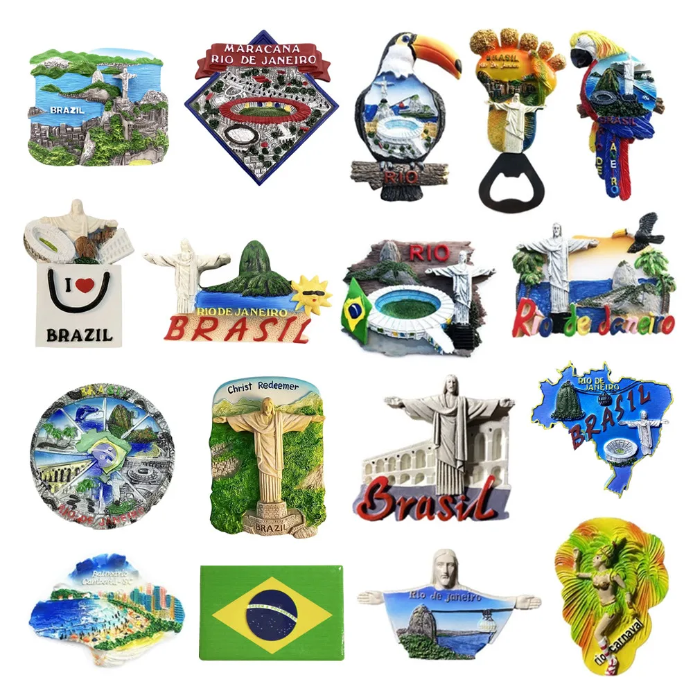 Brazil Rio Scenery 3D Fridge Magnets Tourism Souvenir Refrigerator Magnetic Sticker Collection Handicraft Gift