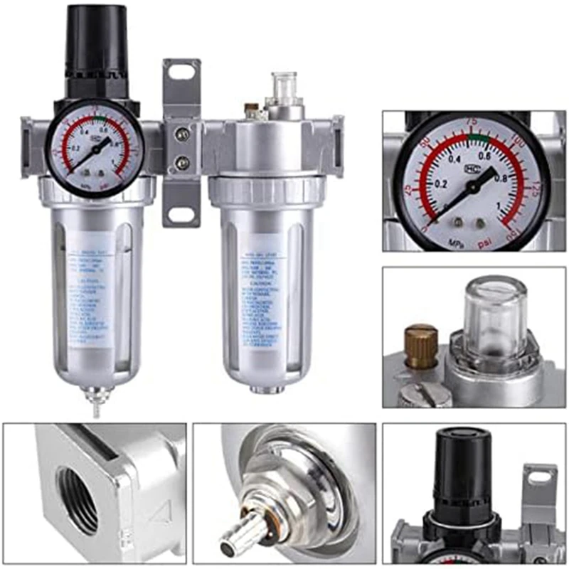 Air Pressure Regulator, Air Compressor Filter Regulator SFC300 3/8 Moisture Trap Cleaning Separator As Shown 1 Piece