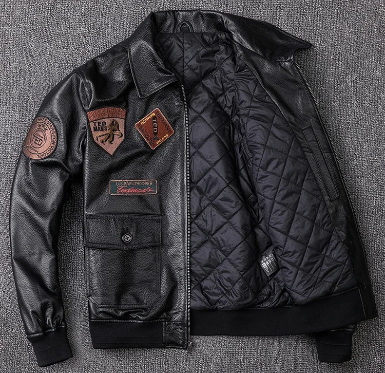 Plus Size 5XL Men's Biker G1 Air Force Pilot Jacket Genuine Leather Sheepskin Thicken Warm Vintage Classic Coat 13 S94c60d8774c84f32849c555af2c6251ed
