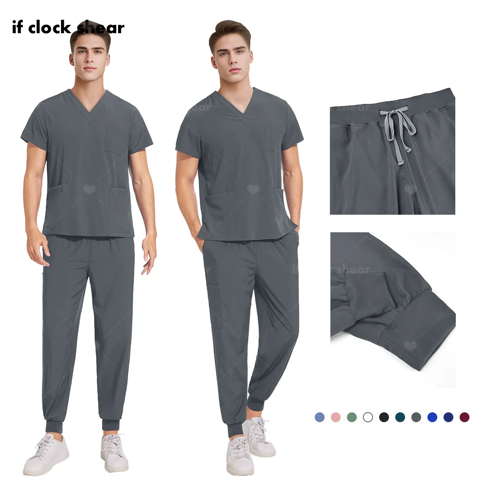 Pet Clinic Medical Uniforms Mens Wholesale Price Nursing Scrubs Jogger Set Doctor Uniform Male and Female Medical Work Wear Suit