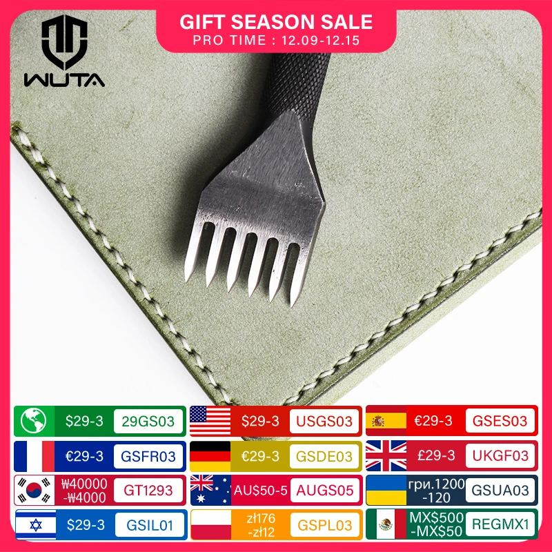 WUTA 1 Piece Diamond Point Black Pricking Iron Leather Chisel Leather Craft Hole Punch Tools Stitching Tools 3/4mm Available