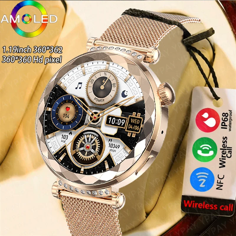 

2025 New fashion luxury women's smartwatch Bluetooth call heart rate monitoring sports Fitness waterproof smartwatch gift NFC