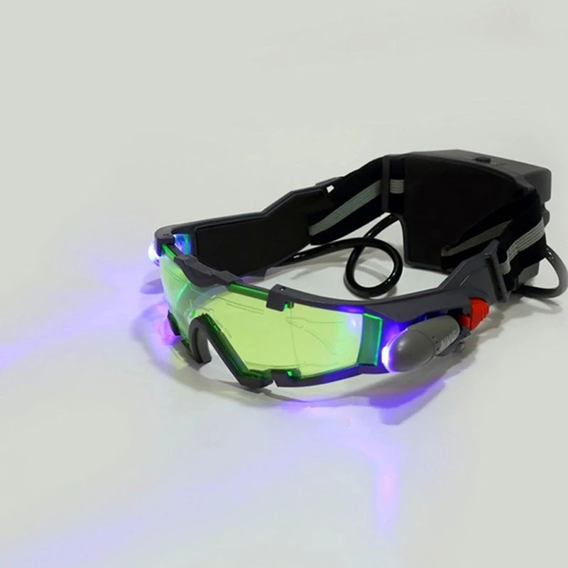 Ajustável LED Night Vision Motocicleta Goggles, Motorbike Racing, Caça Óculos, Óculos com Flip-Out Light, Windproof