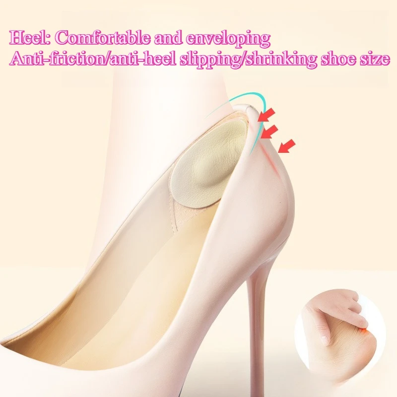 2Pair Cowhide Heel Protectors Stickers Sneakers Heels Feet Pads Leather Non Slip Shoe Pads Foot Pain Relievers Shoes Inserts