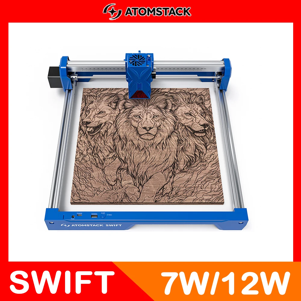 ATOMSTACK Swift 7W grabador láser portátil DIY máquina de grabado con corte láser grabar logotipo madera pintado vidrio acrílico cuero