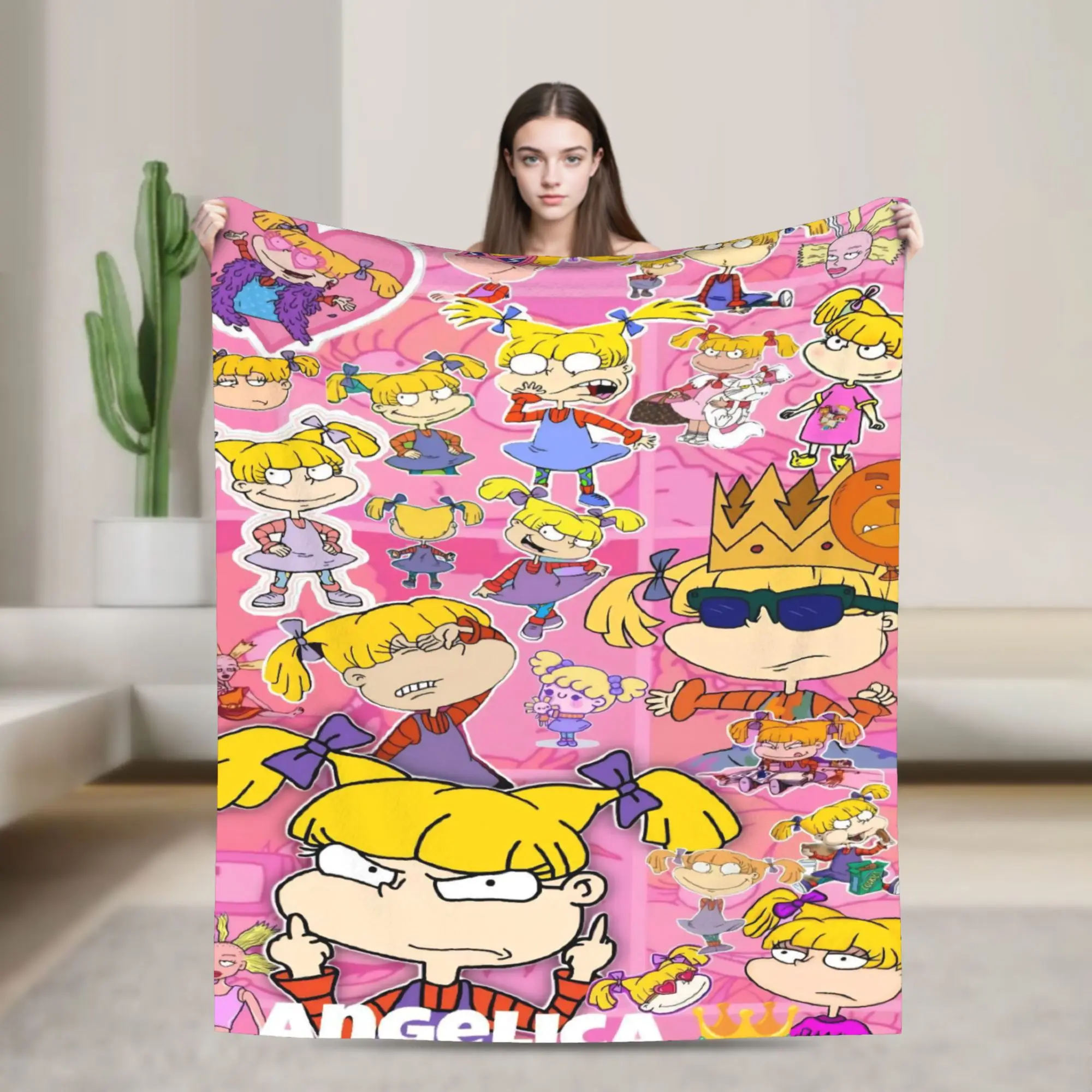 Rugrats أنجليكا المخللات نمط بطانية لينة رقيق أفخم رمي بطانية لغرفة المعيشة التخييم الفانيلا المفرش غطاء السرير