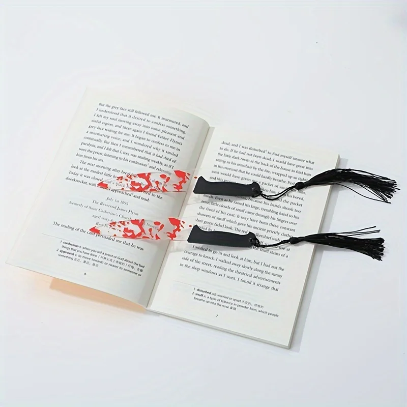 Акриловая крово-красная закладка для ножа с кисточкой — готический дизайн ужасов, прочный прозрачный маркер для страниц книги для студентов