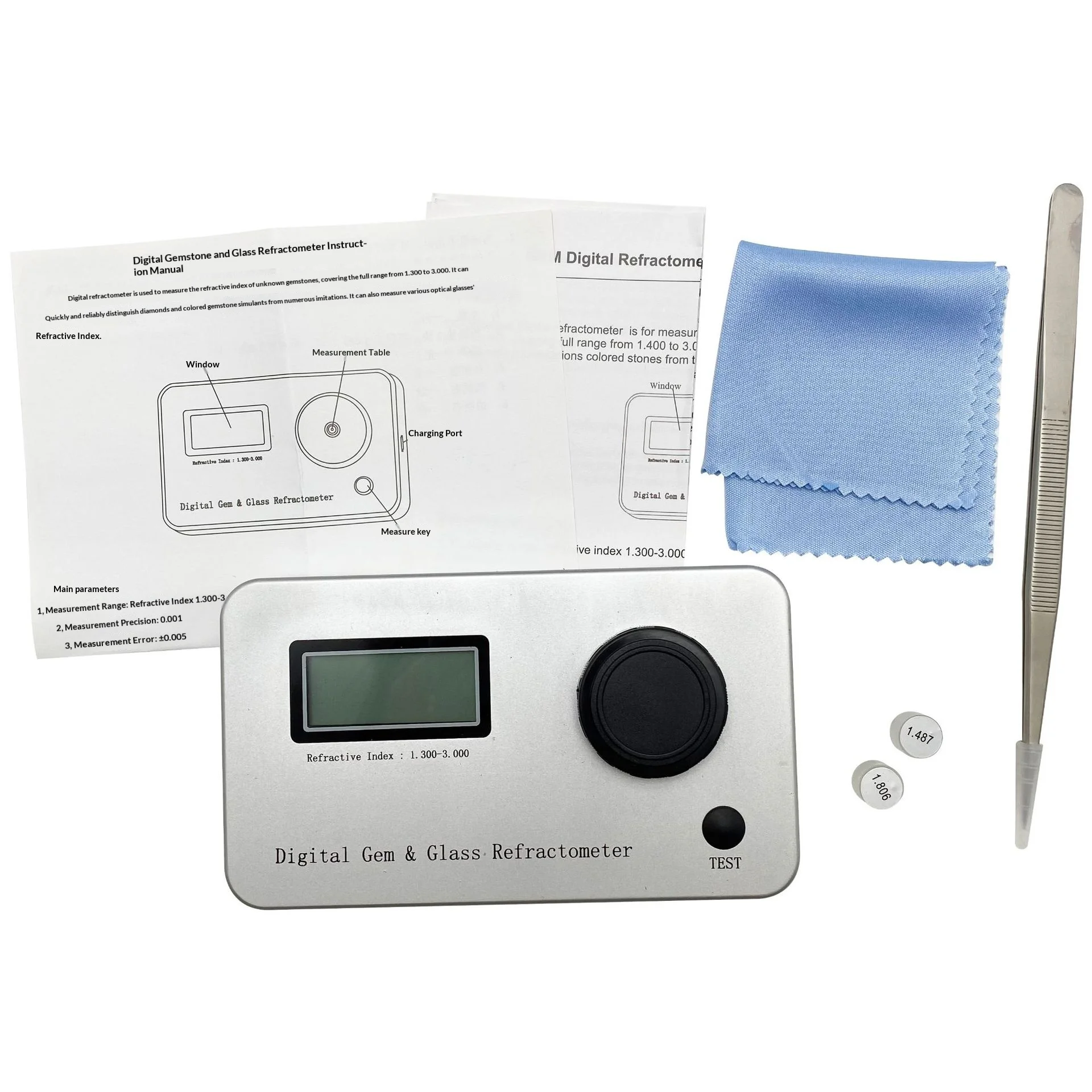 Digital Gem Refractometer Jewelry Identification Gem Refractive Index Measuring Instrument Jadeite Jade Identification Model