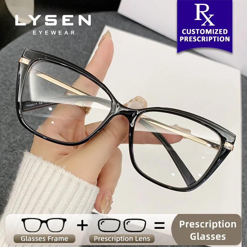 

LYSEN Butterfly Frame Women Prescription Glasses Anti Blue Light Myopia Optical Reading Glasses Customized Progressive Eyewear