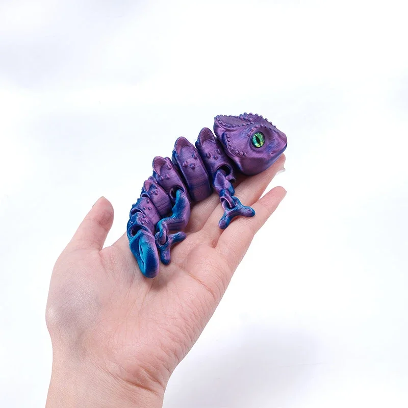 3D Printing Chameleon Figures Ornament Simulation Dragon Decoration Multi-joint Movable Animal Model Home Table Decor Kids Gift