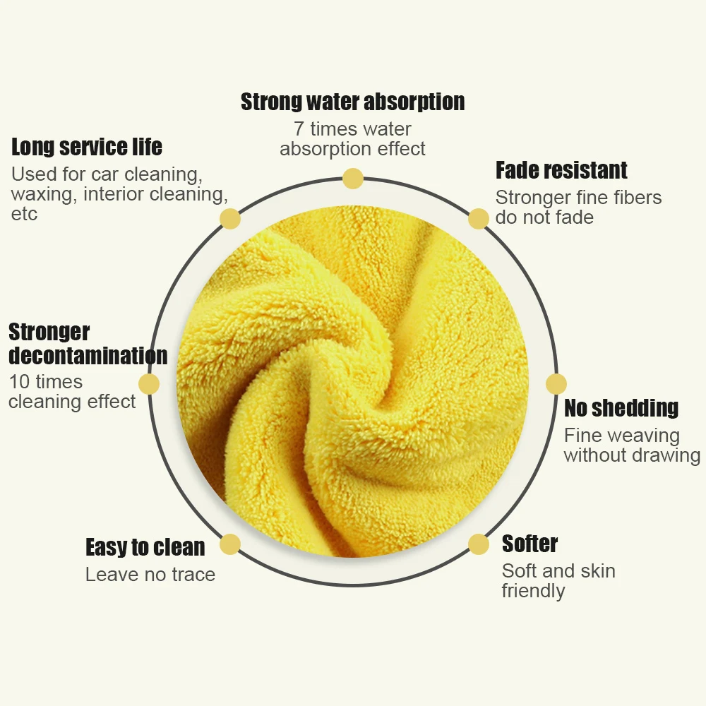 Car Wash Microfiber Towel Car Cleaning Drying Cloth Super Absorbent Car Cloth Thicken Soft Detailing Car Wash Towel Clean Tool