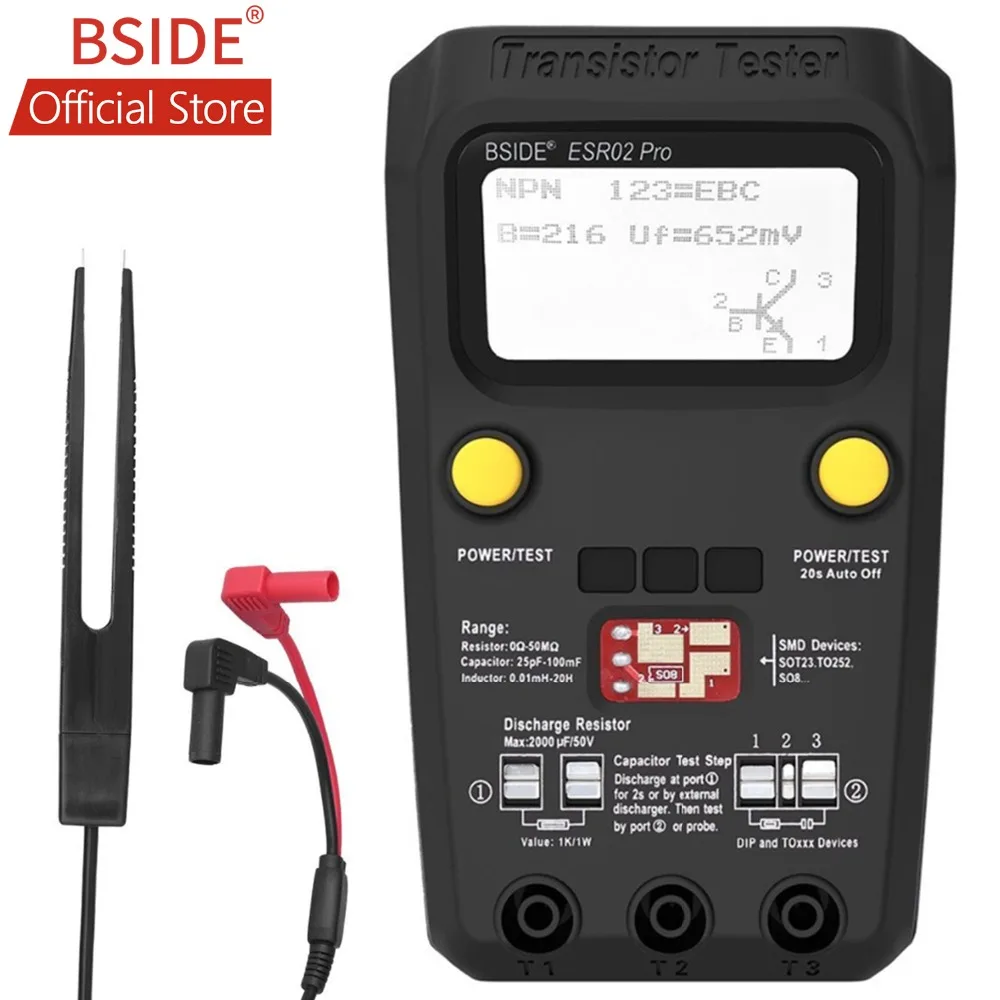 

TK HOT BSIDE ESR02PRO Digital Transistor SMD Components Test Multimeter Capacitance Diode Triode Inductance Multimeter TesterTK