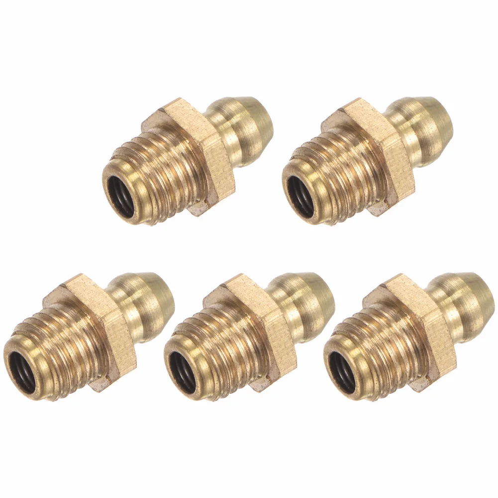 5pcs Brass Straight Hydraulic Grease Fitting M8 X 1mm Thread Grease Nozzle Connection Grease Nipples Replacement For Bearings