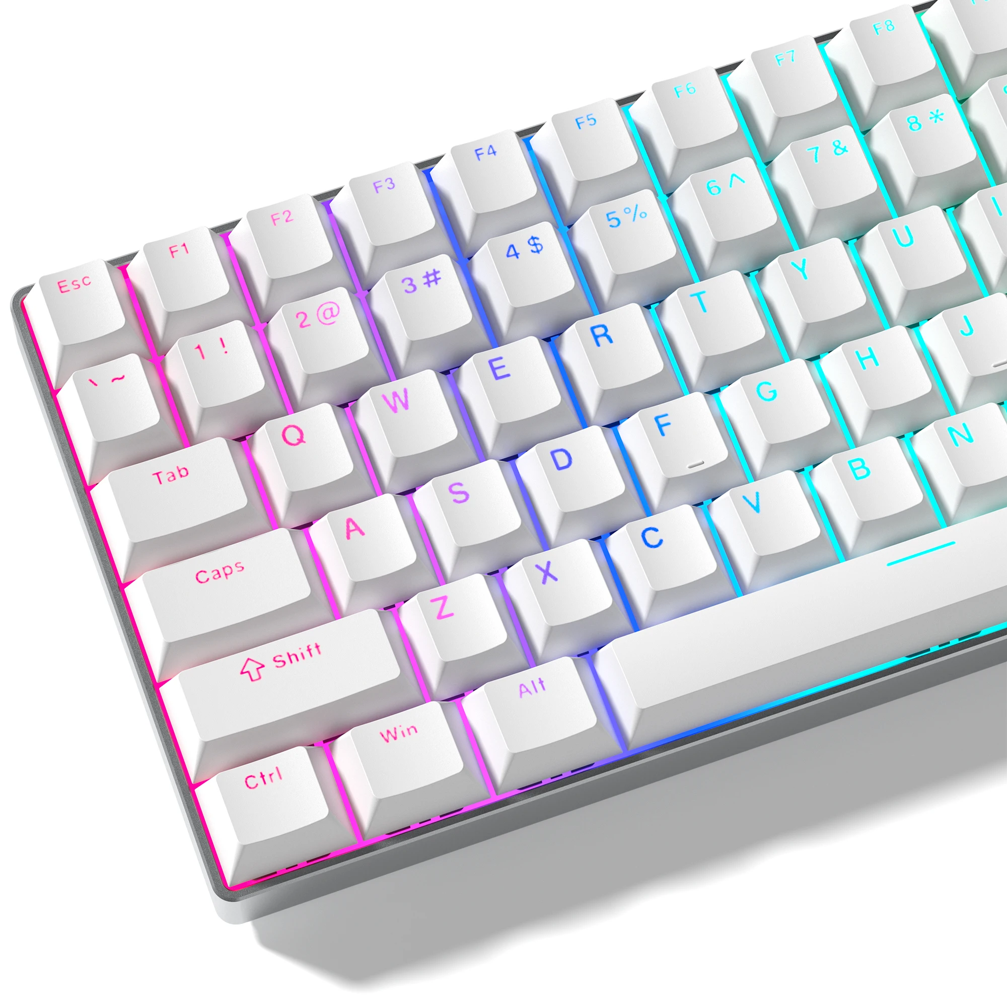 

124 Keys Pure White Double Shot PBT Keycaps Cherry Profile Shine Through Keycaps for Cherry Gateron MX Switches Gaming Keyboard