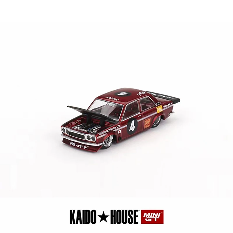 MINIGT+KaiDo 1:64 Model Car Datsun 510 Pro Street Open Hood Alloy Die-Cast Vehicle #KHMG087