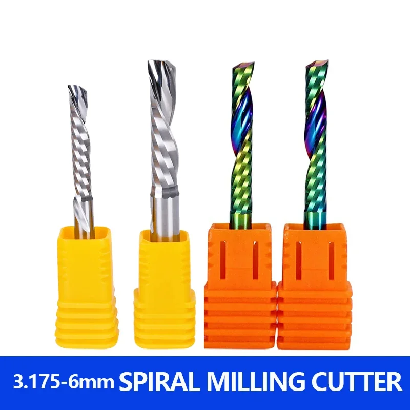 

1PCs DLC Color Coated Single Flute Carbide End Mill CNC Tungsten Steel Aluminum Milling Cutter 2 3.175 4 6MM