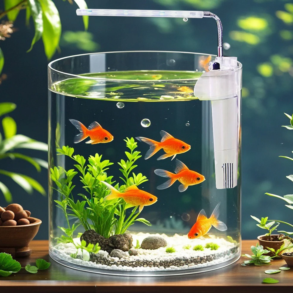 

Fish tank living room small cylindrical acrylic water-free ecological round goldfish tank office desktop