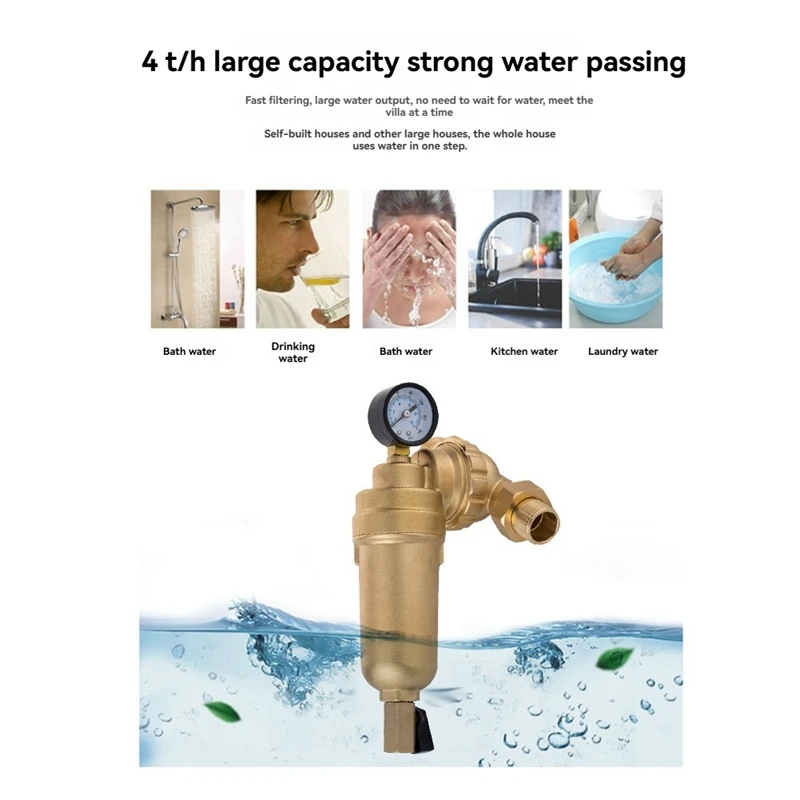 360 Degree Universal Rotating Valve Filter High-Flow Tap Water Filter Reusable Sediment Water Filter Nickel-Plated