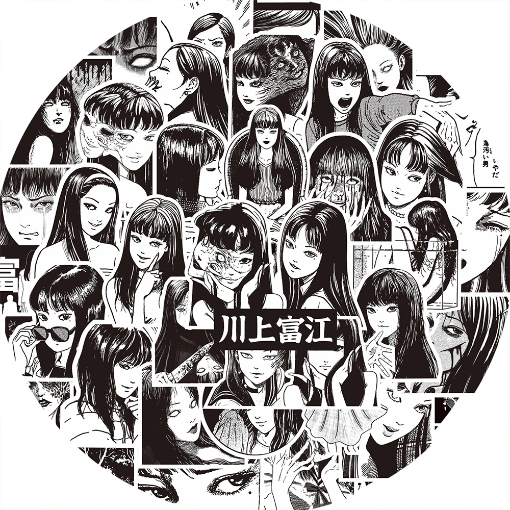 70pcs Cool Horror Anime Tomie Kawakami Stickers Black White Decals DIY Skateboard Laptop Phone Car Waterproof Sticker Kids Toys