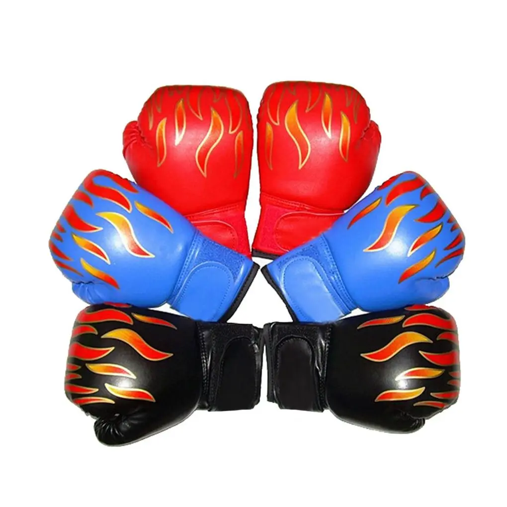 1 Pair Kids Boxing Gloves Children Punching Sparring PU Adjustable Exercise Fitness Mitts Train Hitting Glove  Blue