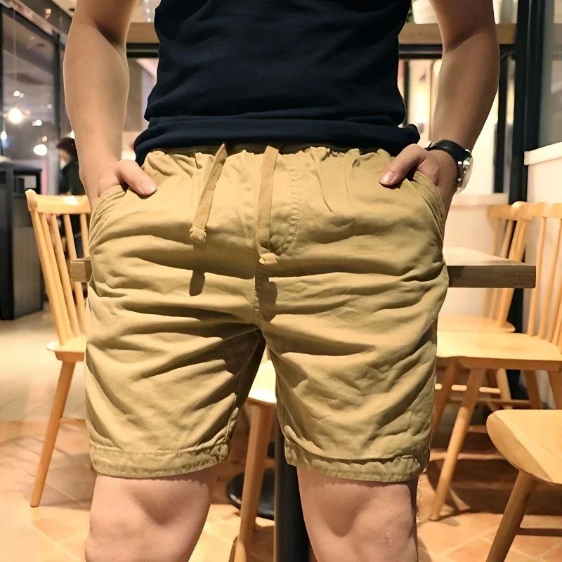 Bermuda Short Pants for Men Black Mens Cargo Shorts Camo with Draw String Camouflage Cotton Luxury Front Pocket Elastic Waist