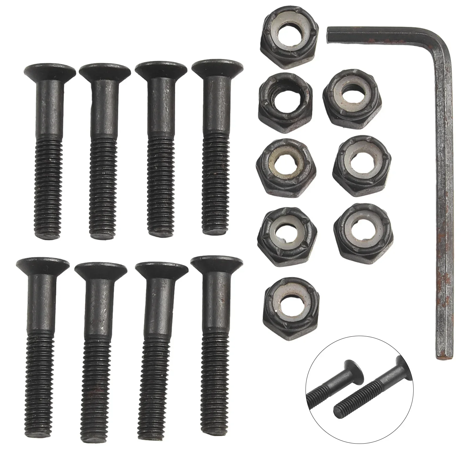 

Premium Black Steel For Skateboard Truck Fixing Bolt Set Ensure Stability on For Skateboards Longboards Surfboards